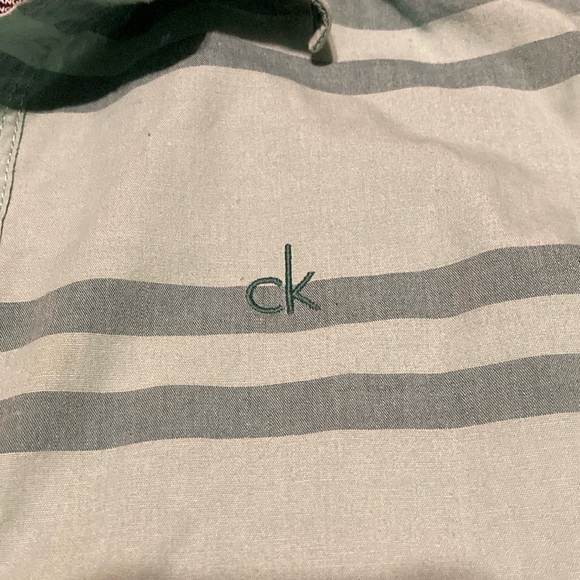 Calvin Klein Jeans Green Striped Button Down Shirt - Picture 3 of 6
